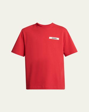 Jacquemus Grosgrain Logo Crewneck T-Shirt - Red