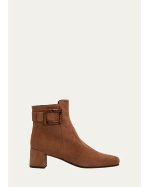 Roger Vivier Tres Vivier Polly 45Mm Suede Booties - Brown