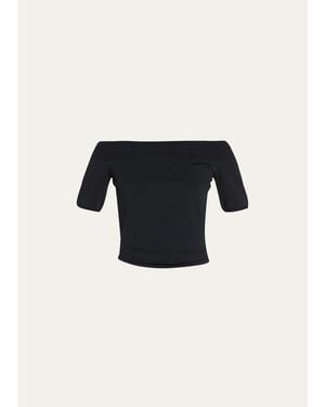McQueen Knit Off-The-Shoulder Top - Blue