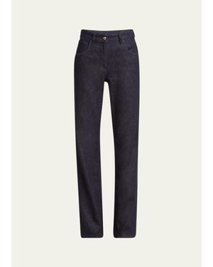 Giorgio Armani Cotton-Cashmere Denim Straight-Leg Pants - Blue