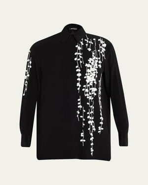 Kiton Embellished Silk Button-Down Shirt - Black