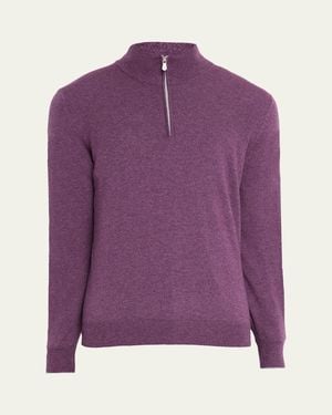 Brunello Cucinelli Cashmere Quarter-Zip Sweater - Purple