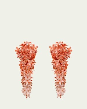 Oscar de la Renta Cascading Flower Earrings - Red