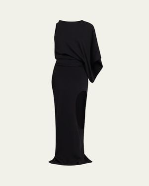 A.W.A.K.E. MODE Asymmetric Maxi Dress - Black