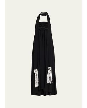 Maria McManus Macrame Scarf Empire-Waist Gown - Blue
