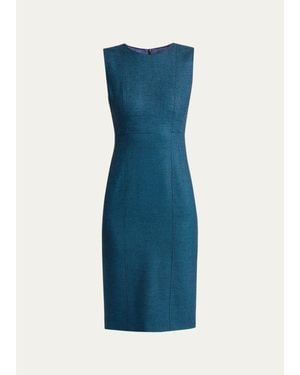 Kiton Textured Cashmere Sleeveless Sheath Dress - Blue
