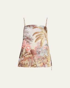 Kobi Halperin Gwen Sleeveless Botanical-Print Blouse - Natural