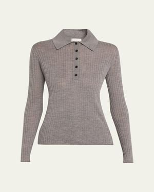 A.L.C. Alex Long-Sleeve Ribbed Wool Top - Gray