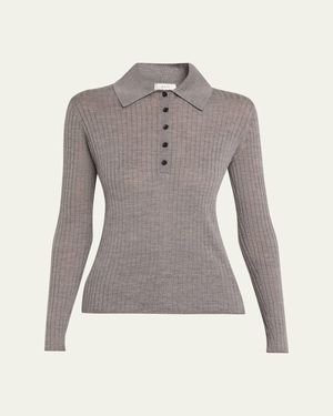A.L.C. Alex Long-Sleeve Ribbed Wool Top - Gray