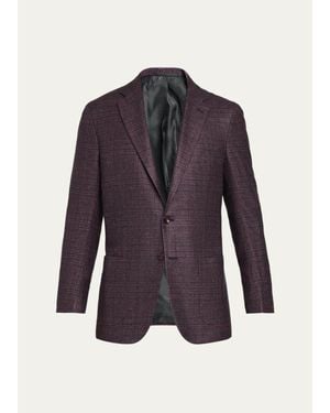 Kiton Plaid Single-Breasted Sport Coat - Purple