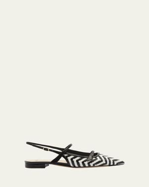 Alexandre Birman Tita Zig-Zag Raffia Slingback Flats - Natural