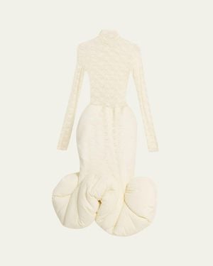 Marc Jacobs Stretch Lace Long-Sleeve Midi Mermaid Dress - Natural