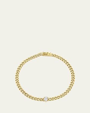 Anita Ko 18K Small Cuban Link Bracelet With Pear Diamond Center - Natural