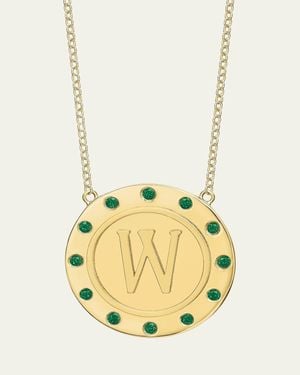 Tracee Nichols 14K Initial Token Necklace With Emeralds - Metallic
