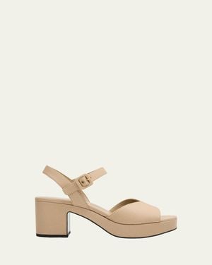 Prada 65Mm Canvas Platform Sandals - Natural