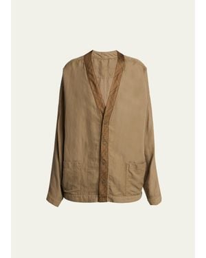 Giorgio Armani V-Neck Single-Breasted Utility Jacket - Natural