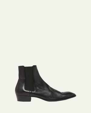 Saint Laurent Stanton Leather Chelsea Boots - White