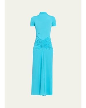 Ronny Kobo Enid Ruched Tissue Jersey Maxi Dress - Blue