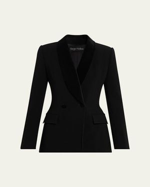 Sergio Hudson Velvet Shawl Collar Tuxedo Blazer - Black