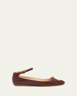 Chloé Misty Cutout Leather Ballerina Flats - Purple