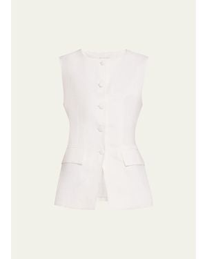 AEXAE Button-Front Linen Vest - Natural