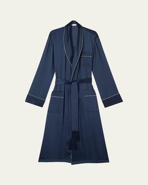Derek Rose Silk Tasseled Robe - Blue