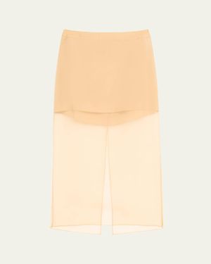 Twp Silk Organza Midi Skirt - Natural