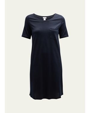 Hanro Cotton Deluxe Short-Sleeve Big Sleepshirt - Blue