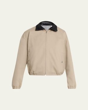 Maria McManus Leather-Collar Cotton Twill Flight Jacket - Natural
