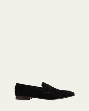 Bougeotte Suede Flaneur Penny Loafers - White