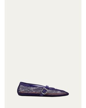 Alaïa Mesh Mary Jane Ballerina Flats - White