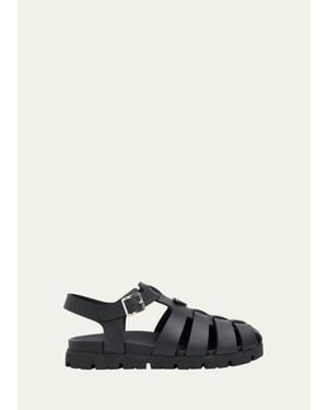 Prada Soft Cage Rubber Fisherman Sandals - White
