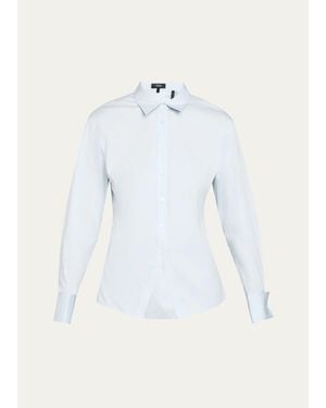 Theory Cutaway Button-Front Shirt - Blue