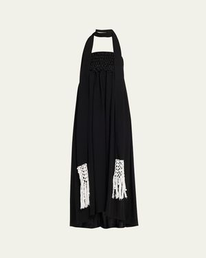 Maria McManus Macrame Scarf Empire-Waist Gown - Blue