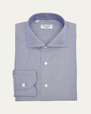 Cesare Attolini Cotton Candy Stripe Dress Shirt - Blue