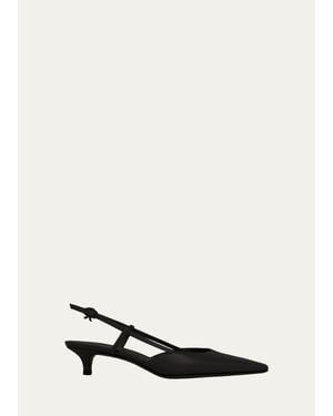 Gianvito Rossi 35Mm Satin Square-Toe Slingback Pumps - White