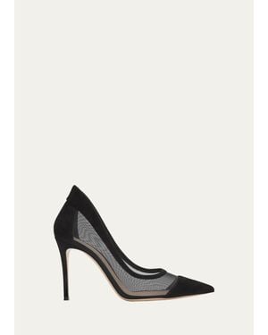 Gianvito Rossi 95Mm Mesh Cap-Toe Pumps - White