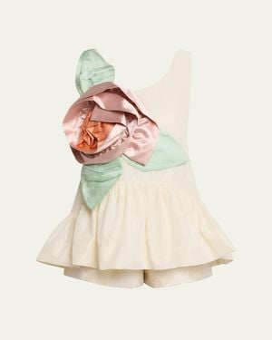 Simone Rocha Pressed Rosette Bubble Peplum Top - Multicolor