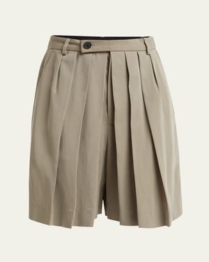 Setchu Hakama Pleated Wool Shorts - Natural