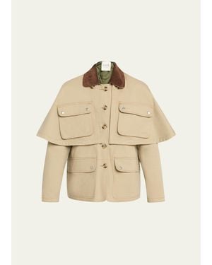 Sea Tristan Double-Layer Jacket With Cape - Natural