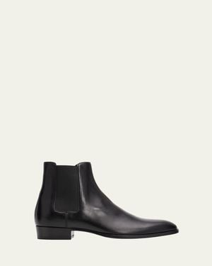 Saint Laurent Wyatt 30 Leather Chelsea Boots - White