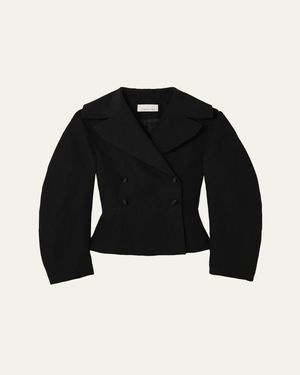 LIBEROWE Jiani Double-Breasted Peplum Jacket - Black