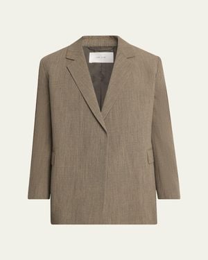 The Row Devlin Wool Concealed-Front Blazer - Natural