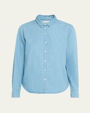 SPRWMN Chambray Fitted Button-Front Shirt - Blue