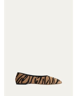 TOTEME Printed Pony Hair Ballerina Flats - White