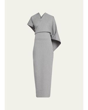 Issey Miyake Allow Sculptural Cape Maxi Dress - Gray