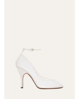 Alaïa 100Mm Mesh Ankle-Strap Pumps - White