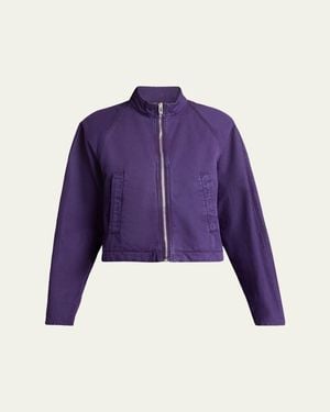 Alaïa Curved-Sleeve Denim Zip Jacket - Purple