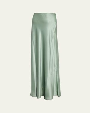 Heirlome Perla Silk Satin Maxi Skirt - Green