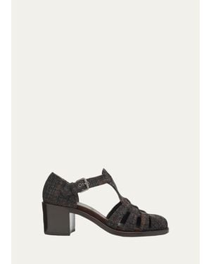 Church's 50Mm Kelsey Plaid Tweed Fisherman Sandals - White